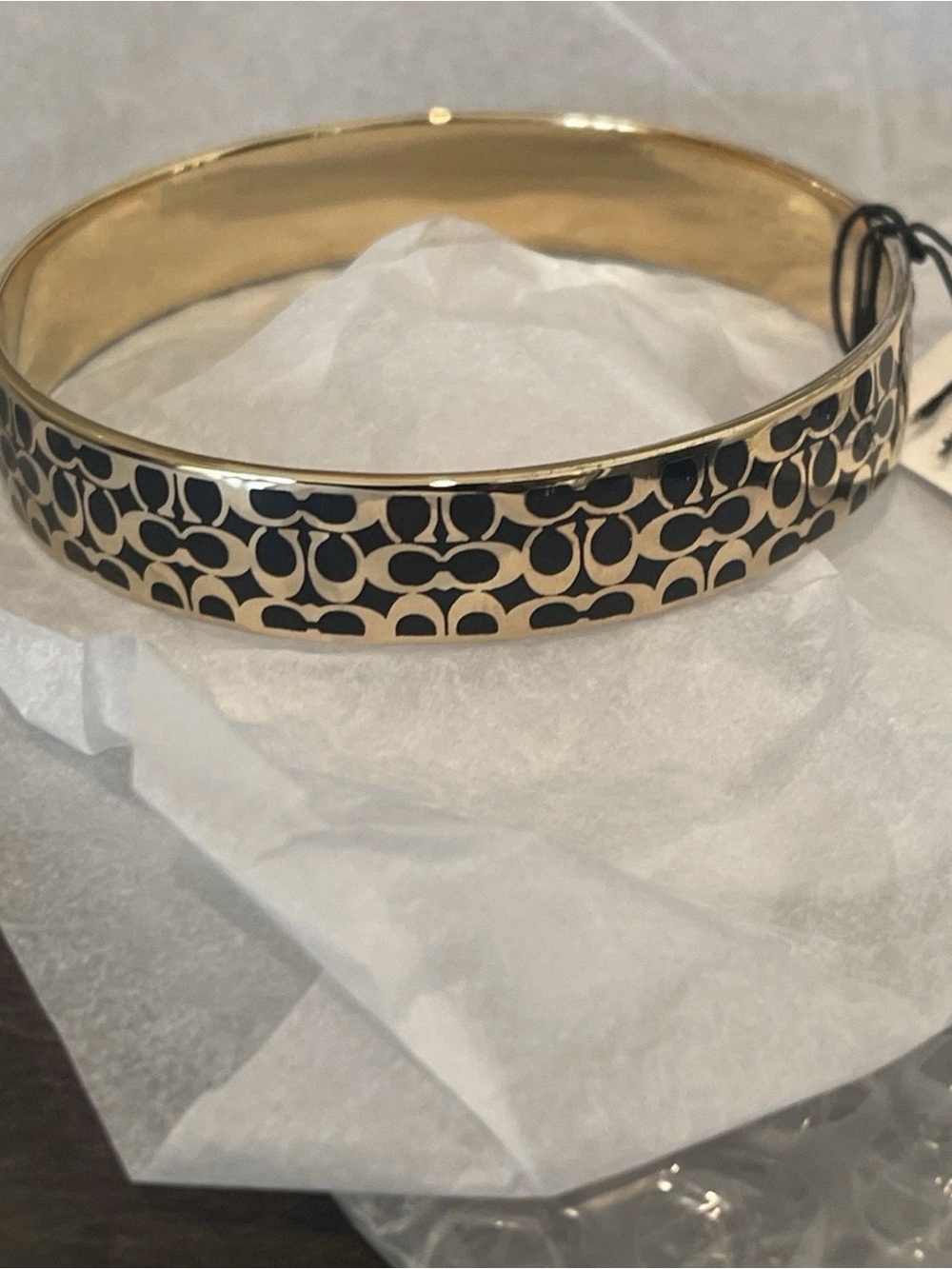 Coach Enamel logo gold tone Signature Bangle bracelet NWT